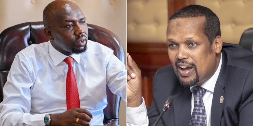 A collage of Interior CS Kipchumba Murkomen and Mandera Senator Ali Roba.